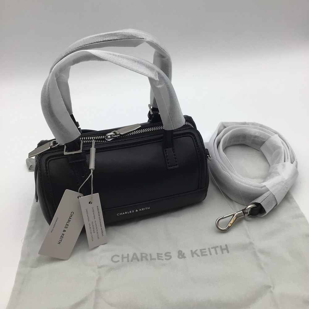 Charles & Keith Enola Bowling Bag Mini Crossbody Bag Black CK2-30671730 NWT